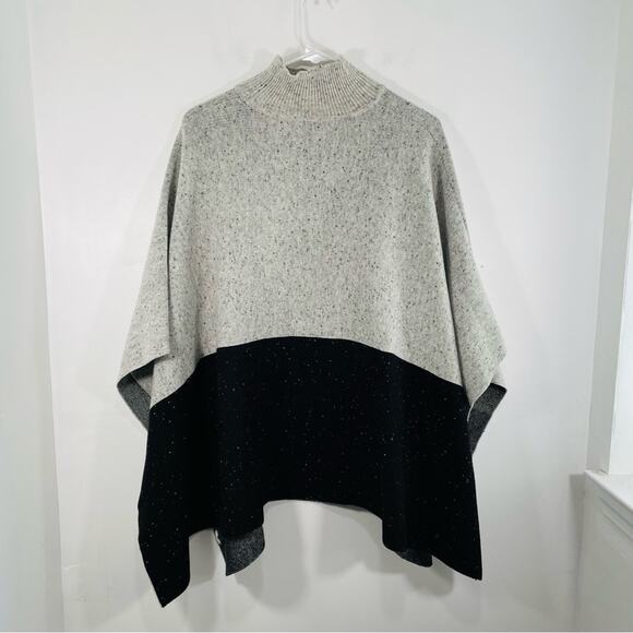 Ann Taylor Gray Black Speckled Turtleneck Sweater Poncho XS Small - Picture 5 of 7